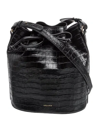 Pre-owned Sézane Leather Bucket Bag W/ Tags In Black