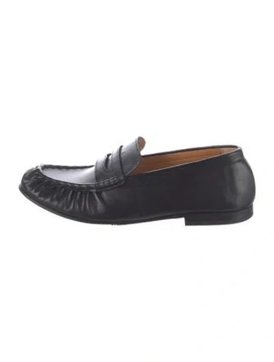 Pre-owned Sézane Leather Chain-link Accents Loafers In Black