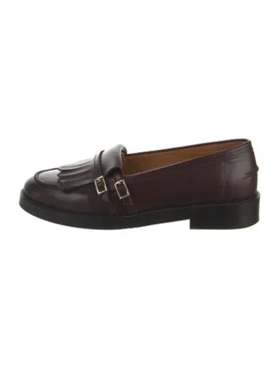 Pre-owned Sézane Leather Chain-link Accents Loafers In Brown