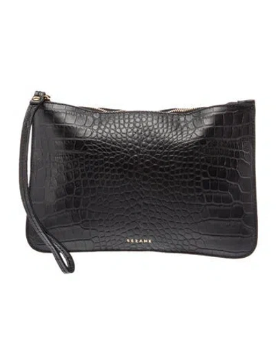 Pre-owned Sézane Leather Clutch In Black