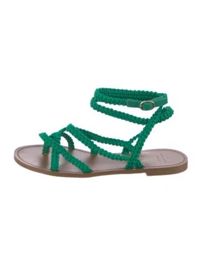 Pre-owned Sézane Leather Colorblock Pattern Sandals In Green