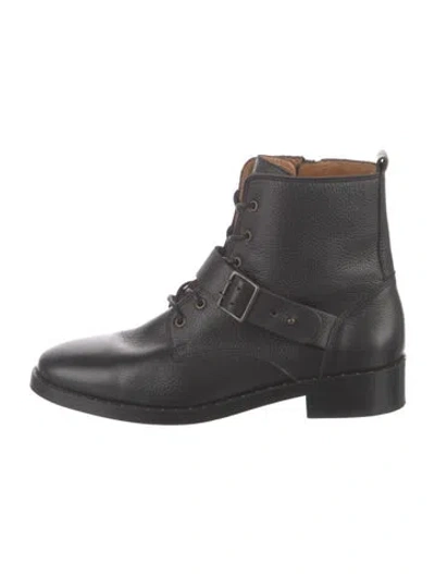 Pre-owned Sézane Leather Combat Boots In Black