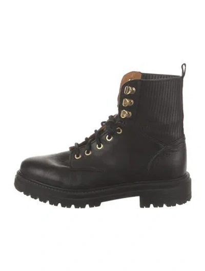 Pre-owned Sézane Leather Combat Boots In Black