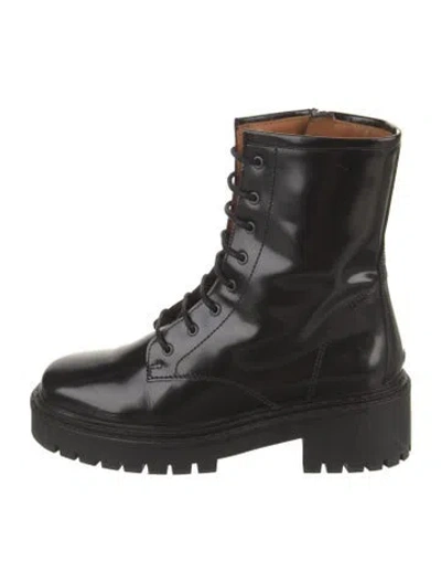 Pre-owned Sézane Leather Combat Boots In Black