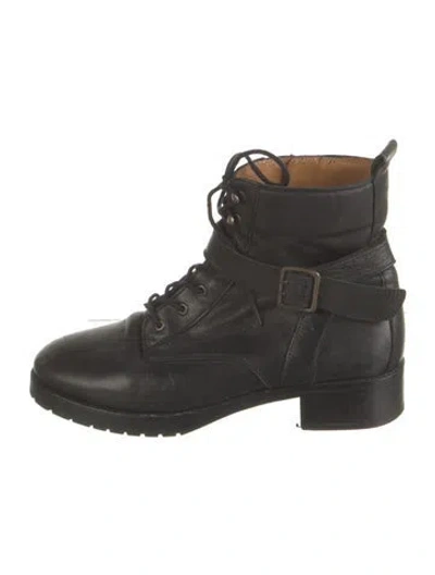 Pre-owned Sézane Leather Combat Boots In Black