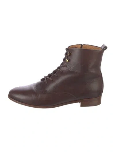 Pre-owned Sézane Leather Combat Boots In Brown