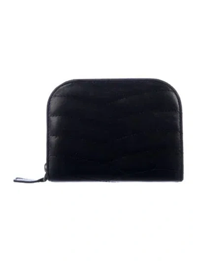Pre-owned Sézane Leather Continental Wallet In Black