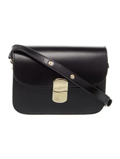Pre-owned Sézane Leather Crossbody Bag In Black