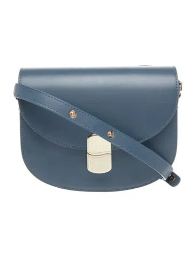 Pre-owned Sézane Leather Crossbody Bag In Blue