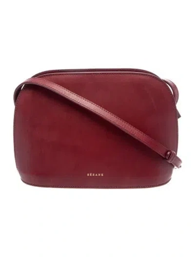 Pre-owned Sézane Leather Crossbody Bag In Burgundy