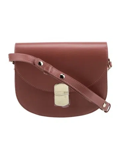 Pre-owned Sézane Leather Crossbody Bag In Burgundy