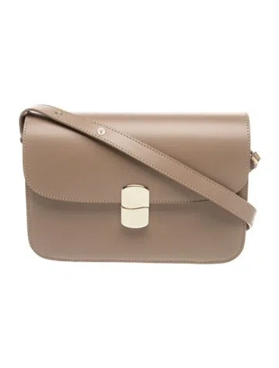 Pre-owned Sézane Leather Crossbody Bag In Neutral