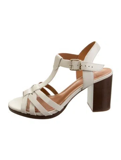Pre-owned Sézane Leather Cutout Accent Sandals In Brown