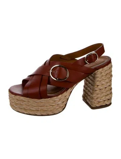 Pre-owned Sézane Leather Espadrilles In Brown