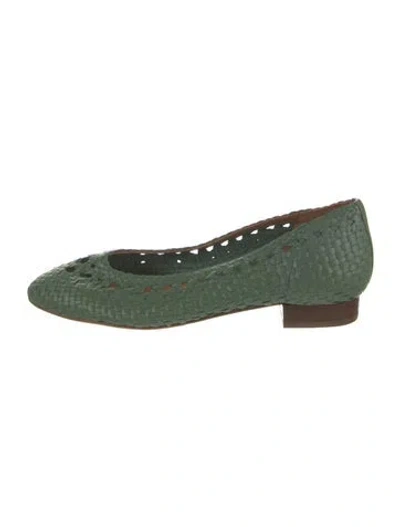 Pre-owned Sézane Leather Flats In Green