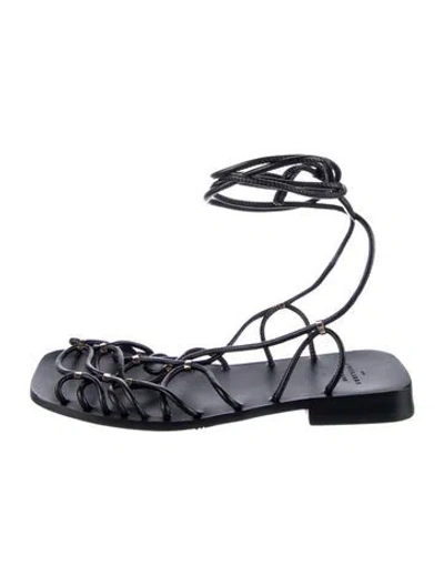 Pre-owned Sézane Leather Gladiator Sandals In Black