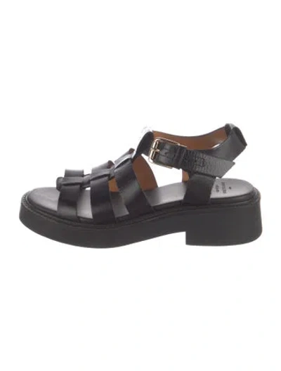 Pre-owned Sézane Leather Gladiator Sandals In Black