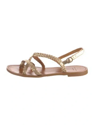 Pre-owned Sézane Leather Gladiator Sandals In Gold