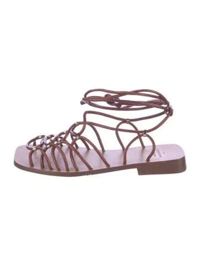 Pre-owned Sézane Leather Gladiator Sandals In Purple