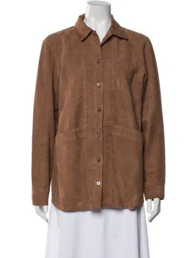 Pre-owned Sézane Leather Jacket In Brown