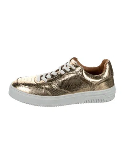 Pre-owned Sézane Leather Lace Pattern Sneakers In Silver