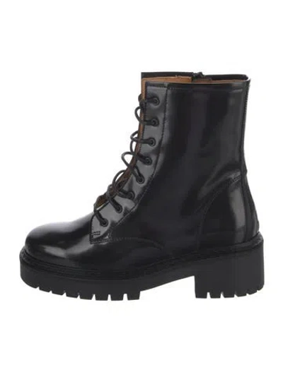 Pre-owned Sézane Leather Lace-up Boots In Black