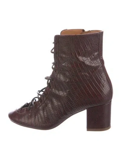 Pre-owned Sézane Leather Lace-up Boots In Red