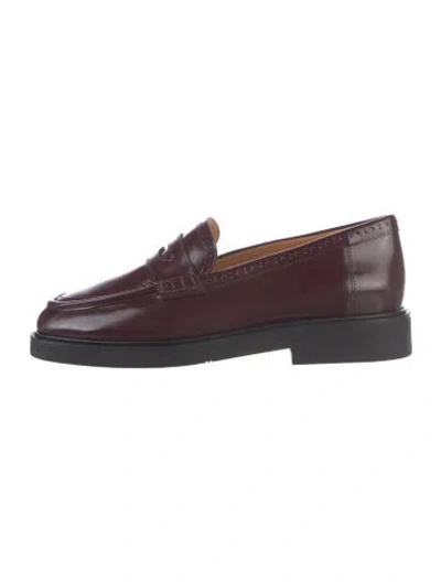 Pre-owned Sézane Leather Lasercut Accents Loafers In Burgundy