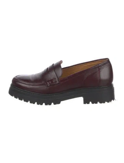 Pre-owned Sézane Leather Loafers In Burgundy