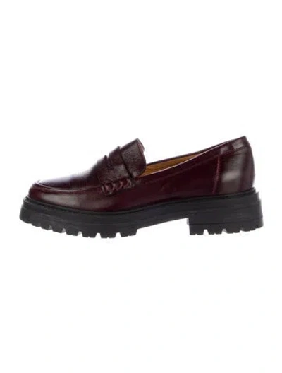 Pre-owned Sézane Leather Loafers In Burgundy