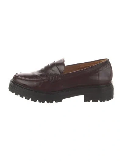 Pre-owned Sézane Leather Loafers In Burgundy