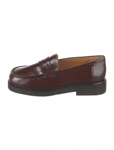 Pre-owned Sézane Leather Loafers In Burgundy