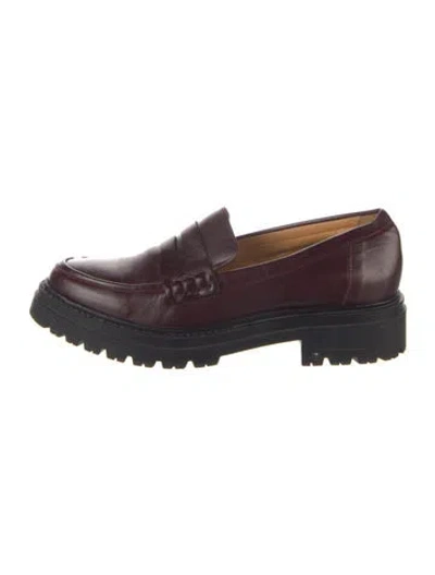 Pre-owned Sézane Leather Loafers In Burgundy