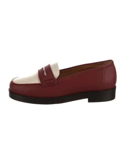 Pre-owned Sézane Leather Loafers In Burgundy