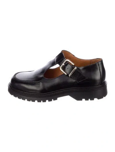 Pre-owned Sézane Leather Mary Jane Flats In Black