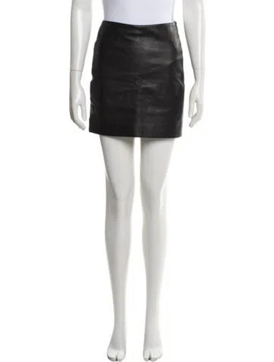 Pre-owned Sézane Leather Mini Skirt In Black