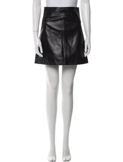 Pre-owned Sézane Leather Mini Skirt In Black