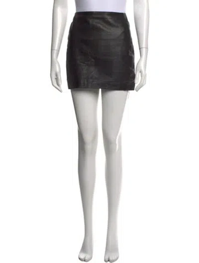 Pre-owned Sézane Leather Mini Skirt In Black