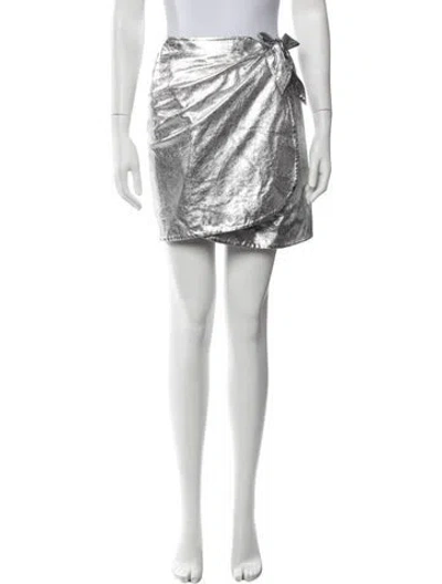 Pre-owned Sézane Leather Mini Skirt In Metallic/silver