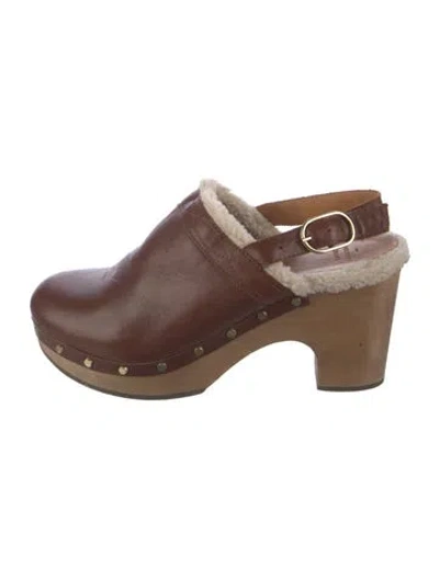 Pre-owned Sézane Leather Mules In Brown