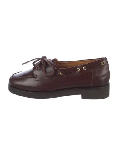 Pre-owned Sézane Leather Oxfords In Burgundy