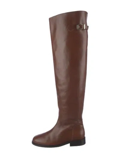 Pre-owned Sézane Leather Riding Boots In Brown