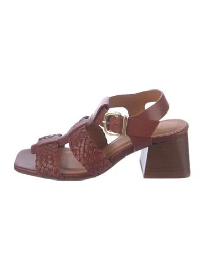 Pre-owned Sézane Leather Sandals In Burgundy