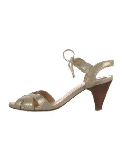 Pre-owned Sézane Leather Sandals In Gold