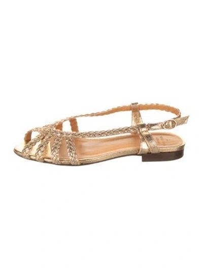 Pre-owned Sézane Leather Sandals In Gold