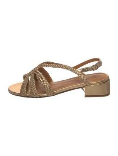 Pre-owned Sézane Leather Sandals In Gold