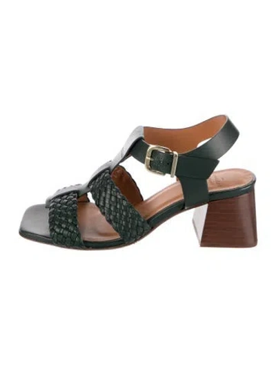Pre-owned Sézane Leather Sandals In Green