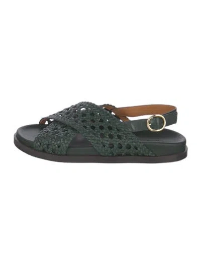 Pre-owned Sézane Leather Sandals In Green