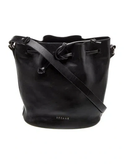 Pre-owned Sézane Leather Shoulder Bag Medium In Black