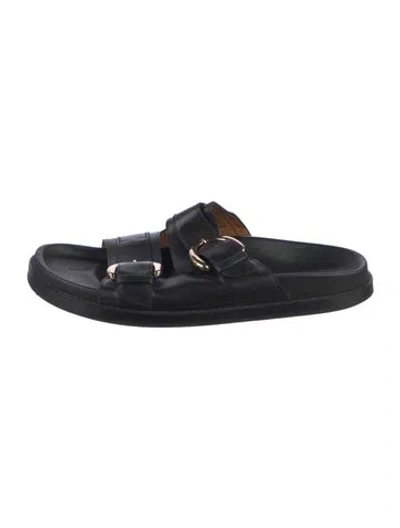 Pre-owned Sézane Leather Slides In Black